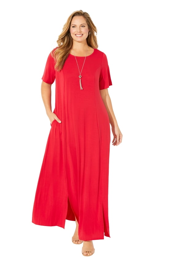Women's Plus Size Petite Scoopneck Maxi Dress