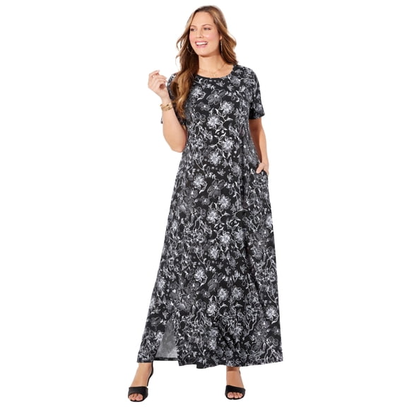 Catherines Women's Plus Size Petite Scoopneck Maxi Dress
