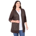 thumbnail image 1 of Catherines Women's Plus Size Petite Shadowstripe Burnout Cardigan, 1 of 6