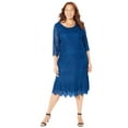 thumbnail image 1 of Catherines Women's Plus Size Petite Shirred Lace Flounce Dress, 1 of 2