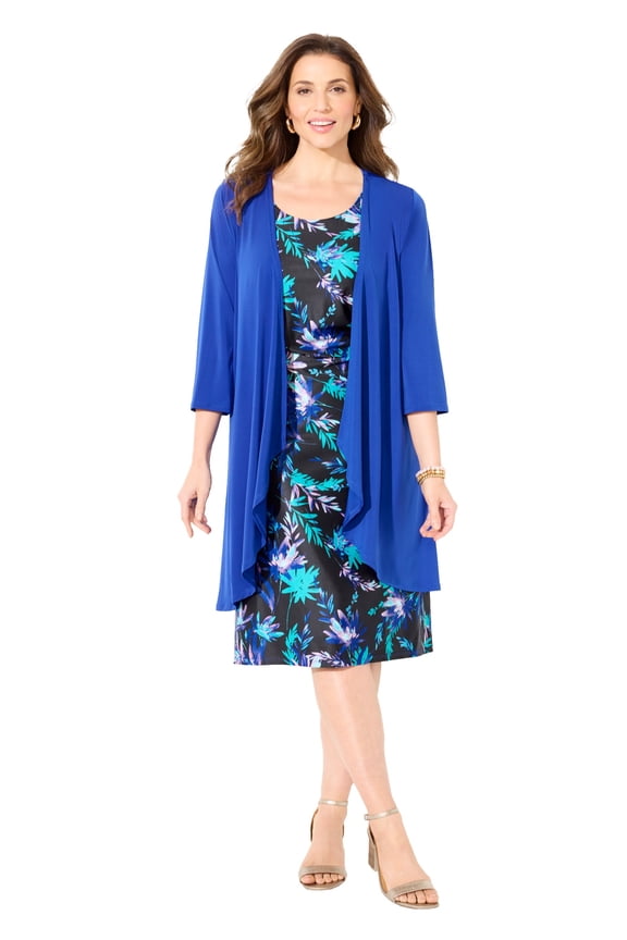 Women's Plus Size Petite Soft Knit Jacket Dress