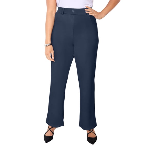 Catherines Women's Plus Size Petite Straight Leg Ponte Pant
