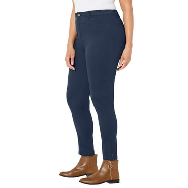 Catherines Women's Plus Size Petite Stretch Twill Zip Ankle Pant