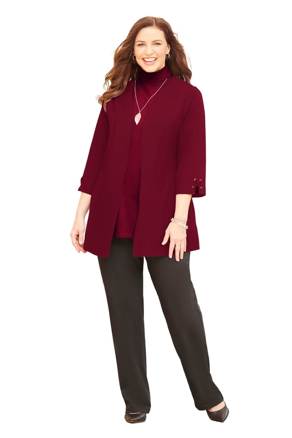 Women's Plus Size Petite Suprema 3/4-Sleeve Cardigan