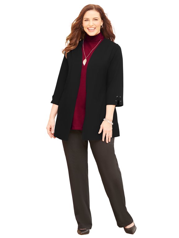 Women's Plus Size Petite Suprema 3/4-Sleeve Cardigan