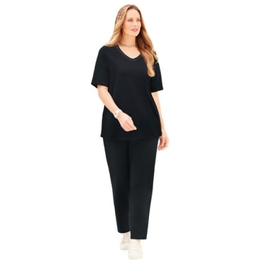 Catherines Women's Plus Size Petite Suprema Crochet V-Neck Tee