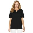 thumbnail image 1 of Catherines Women's Plus Size Petite Suprema Embroidered Notch-Neck Tee, 1 of 5