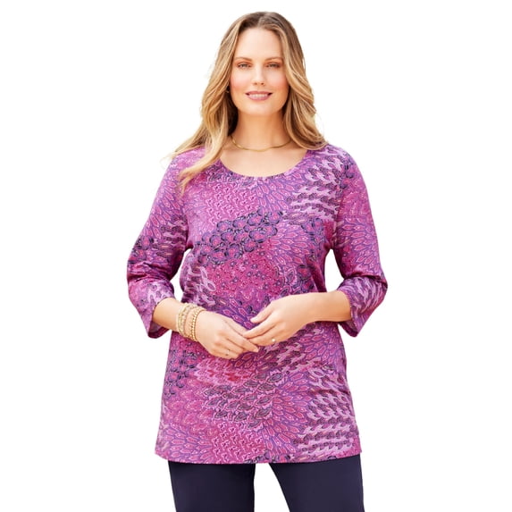 Catherines Women's Plus Size Petite Suprema Feather Together Tee