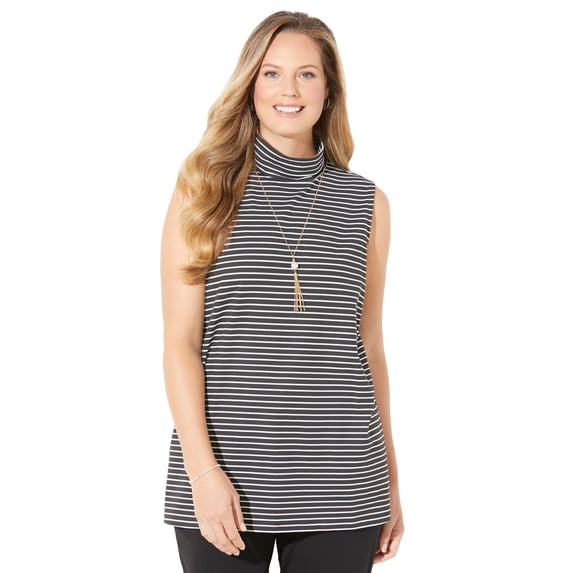 Catherines Women's Plus Size Petite Suprema Sleeveless Turtleneck