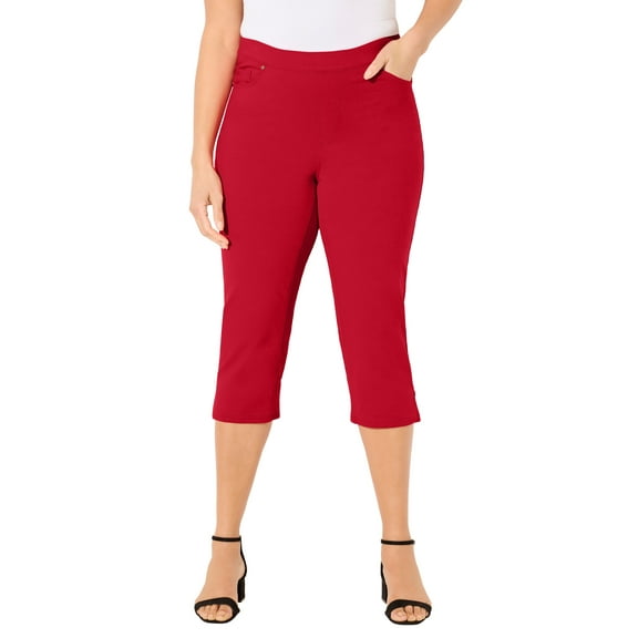 Catherines Women's Plus Size Petite The Knit Jean Capri (With Pockets)