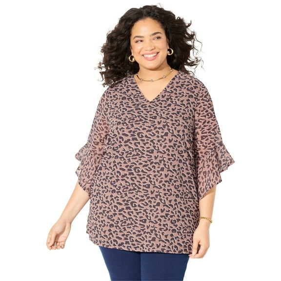 Catherines Women's Plus Size Petite Juliette Bell-Sleeve Blouse