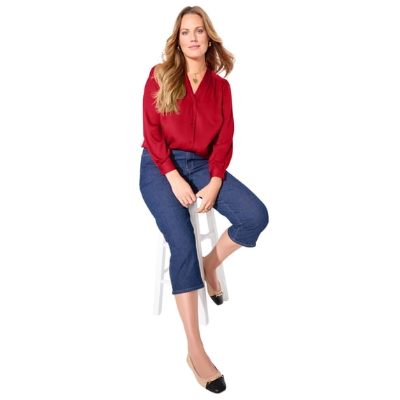 Catherines Women's Plus Size Petite Lily V-Neck Blouse