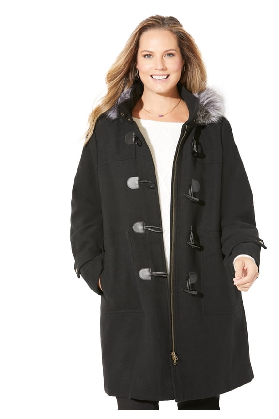 Women's Plus Size Petite Wool Blend Toggle Peacoat
