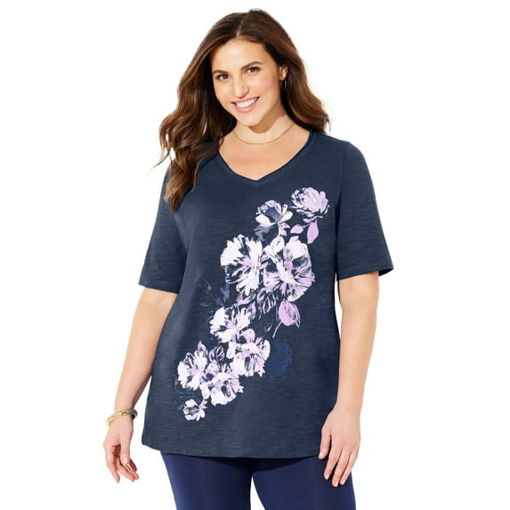 Catherines Women's Plus Size Placement Print Tee