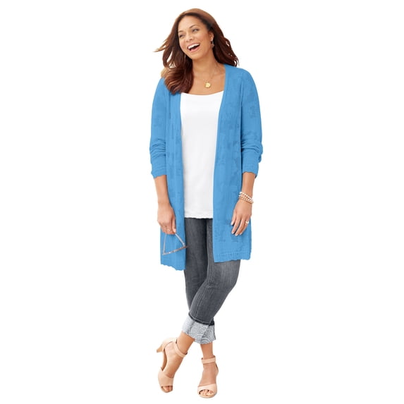 Catherines Women's Plus Size Pointelle Cardigan