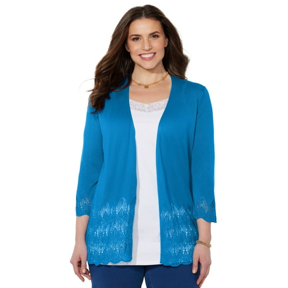 Catherines Women's Plus Size Pointelle Chevron Cardigan