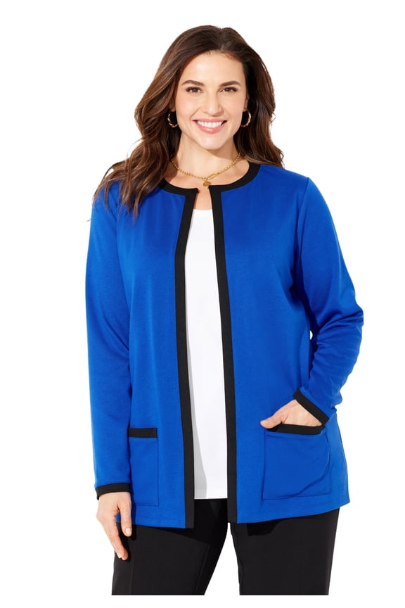 Women's Plus Size Ponte Jewel Neck Blazer