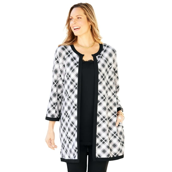Catherines Women's Plus Size Ponte Print Jacket