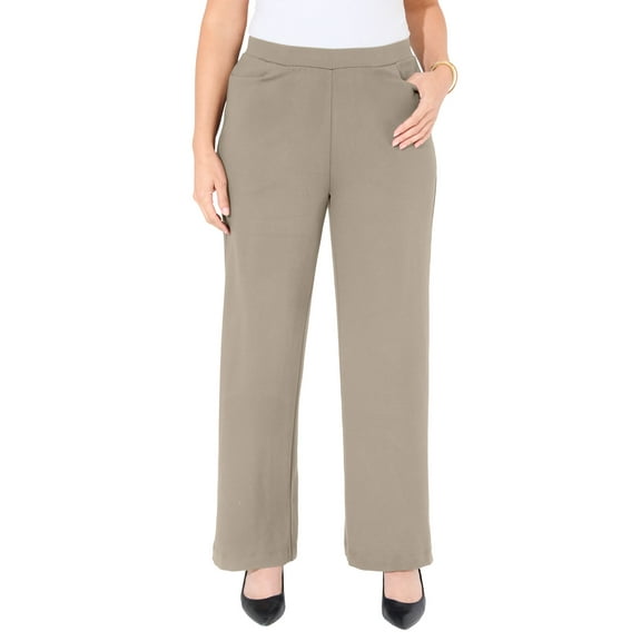 Catherines Women's Plus Size Ponte Wide Leg Pant