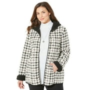 Catherines Womens Plus Size Printed Fleece Coat With Sherpa Lining
