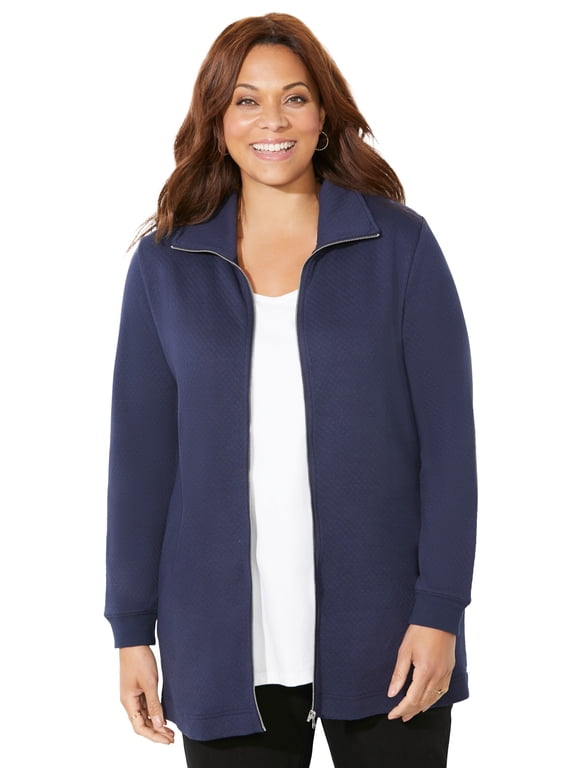 Women's Plus Size Quilted Knit Jacket