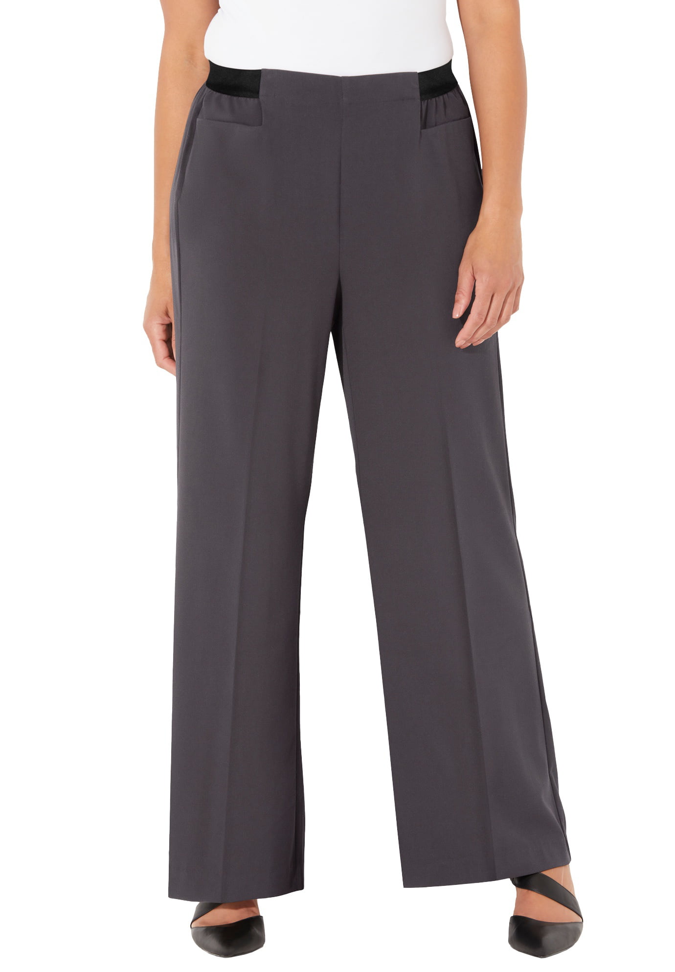 Catherines Women's Plus Size Refined Pull-On Wide-Leg Pant - Walmart.com