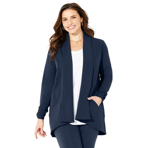 Catherines Women's Plus Size Relaxed Stretch Crepe Blazer