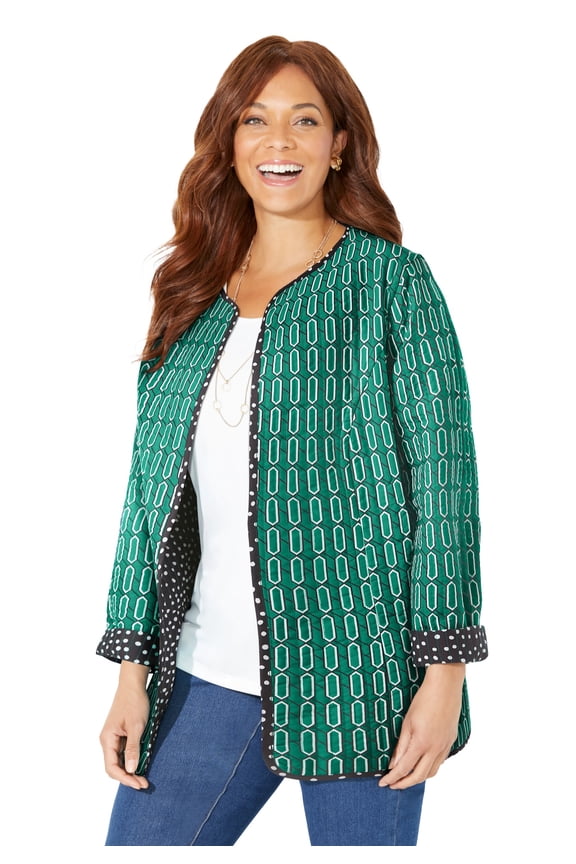 Women's Plus Size Reversible Quilted Jacket