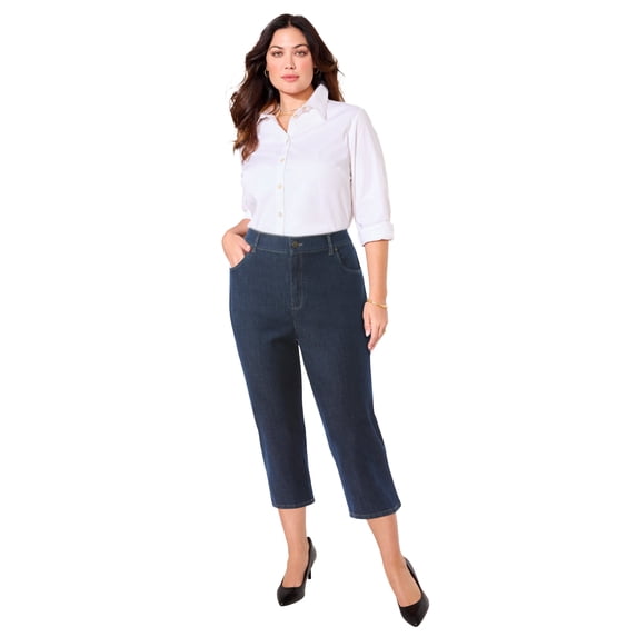 Catherines Women's Plus Size Right Fit Curvy Jean Capri