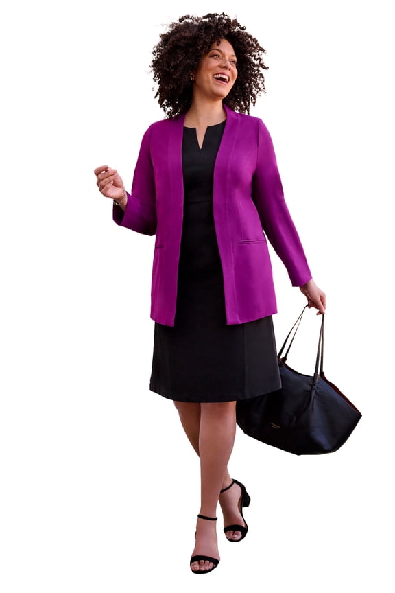 Women's Plus Size Right Fit Curvy Collarless Blazer