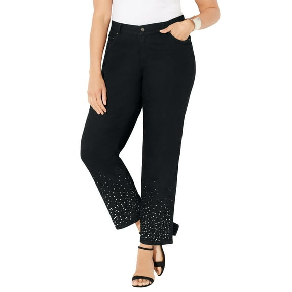 Catherines Women's Plus Size Right Fit Rhinestone Jean