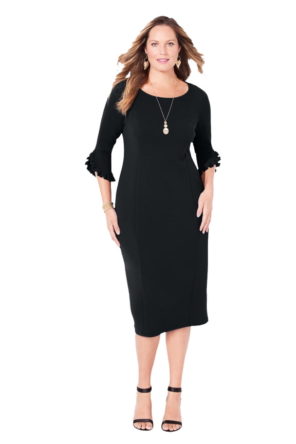 Women's Plus Size Ruffle Sleeve Shift Dress