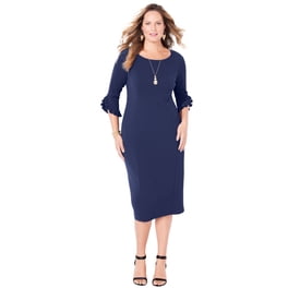 eloquii plus size denim dress Grommet Detail Denim Dress