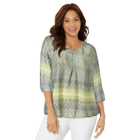 Catherines Women's Plus Size Santa Fe Peasant Top