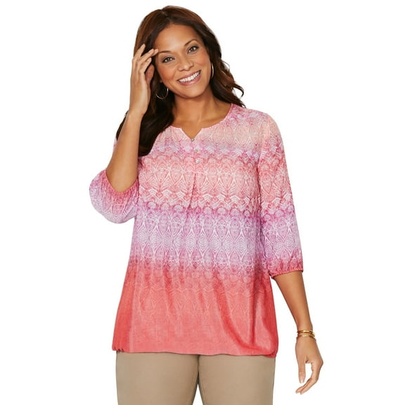 Catherines Women's Plus Size Santa Fe Peasant Top