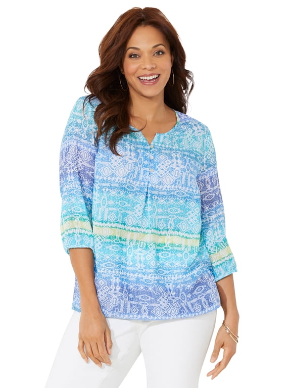 Women's Plus Size Santa Fe Peasant Top