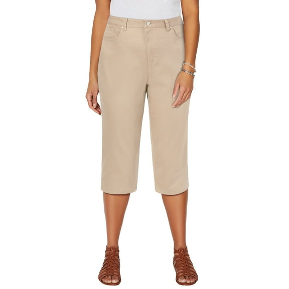 Catherines Women's Plus Size Sateen Stretch Capri