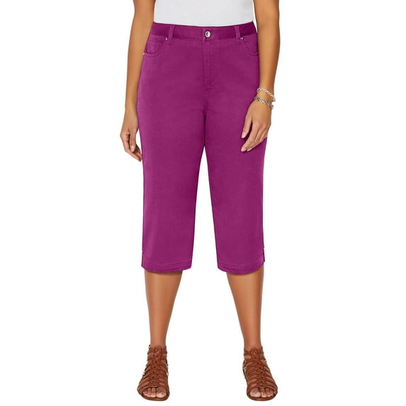 Catherines Women's Plus Size Sateen Stretch Capri