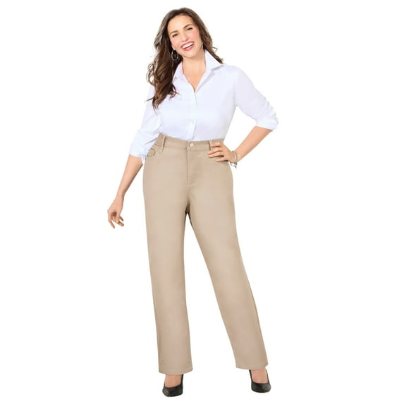 Catherines Women's Plus Size Sateen Stretch Pant