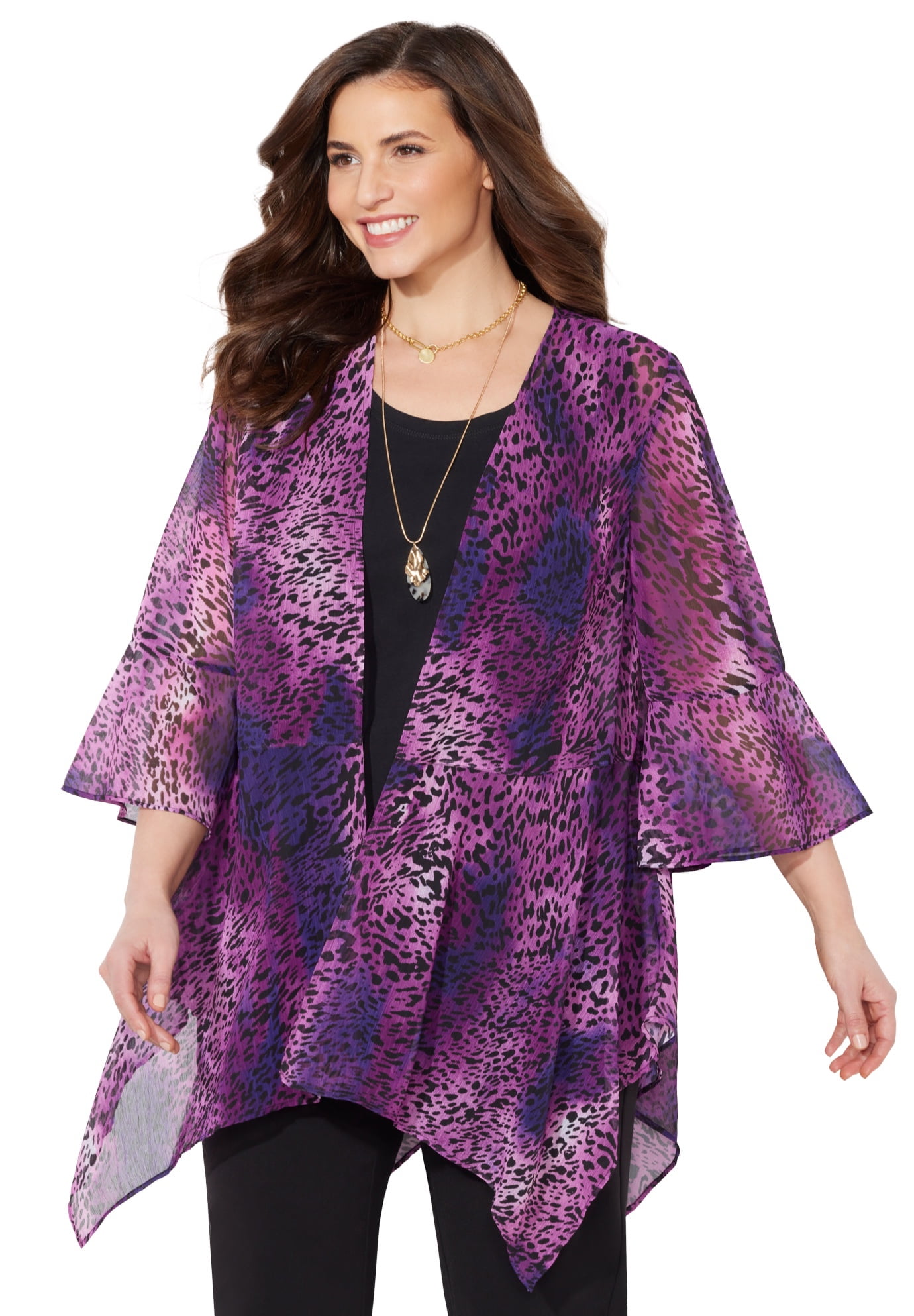 Catherines Women's Plus Size Seasonless Cascade Kimono - Walmart.com