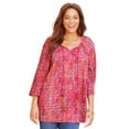 thumbnail image 1 of Catherines Women's Plus Size Sequin Trim Gauze Peasant Blouse, 1 of 3