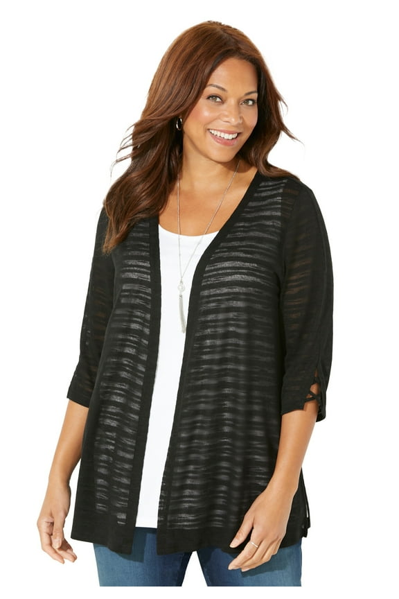 Women's Plus Size Shadow Stripe Cardigan