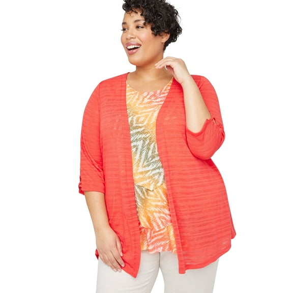 Catherines Women's Plus Size Shadow Stripe Cardigan