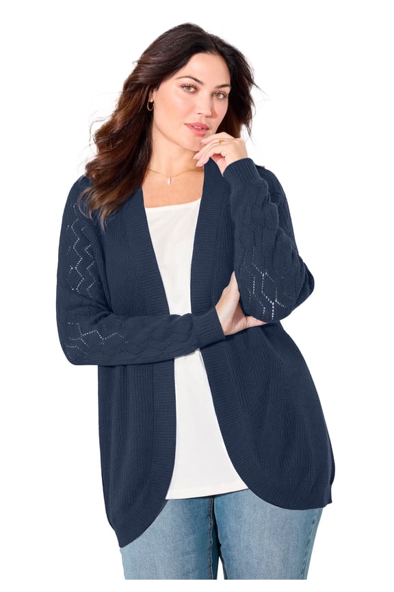 Women's Plus Size Shaker Stitch Cocoon Cardigan