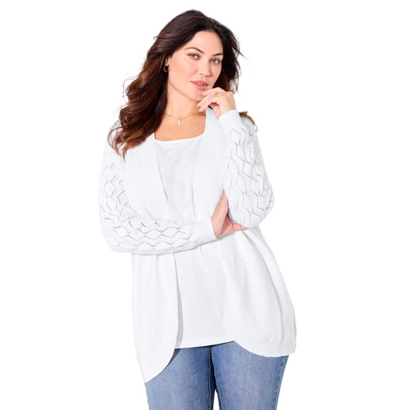 Catherines Women's Plus Size Shaker Stitch Cocoon Cardigan