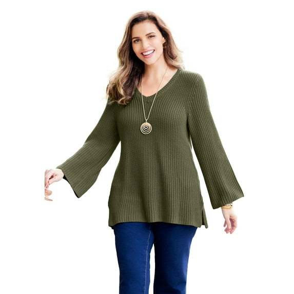 Catherines Women's Plus Size Shaker Stitch Pullover
