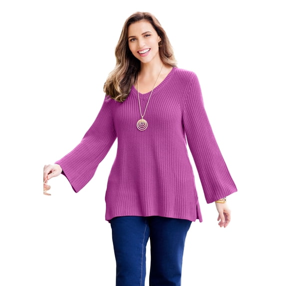 Catherines Women's Plus Size Shaker Stitch Pullover