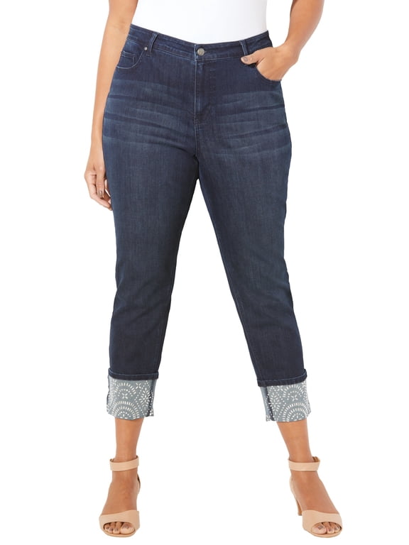 Women's Plus Size Shimmer Cuff Jean