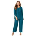 thumbnail image 1 of Catherines Women's Plus Size Shiny Pleated Knit 3-Piece Pant Suit, 1 of 3