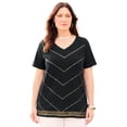 thumbnail image 1 of Catherines Women's Plus Size Slub Knit V-Neck Sequin Tee, 1 of 1